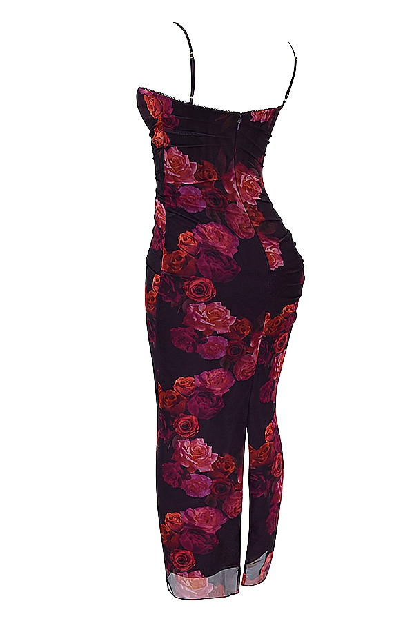 romantisches maxikleid mit blumenmuster