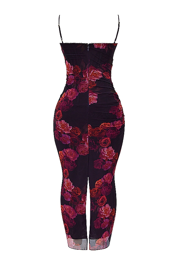 romantisches maxikleid mit blumenmuster