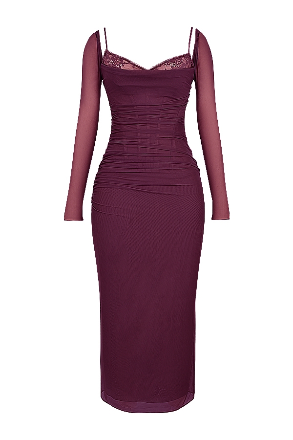 weinrotes maxikleid