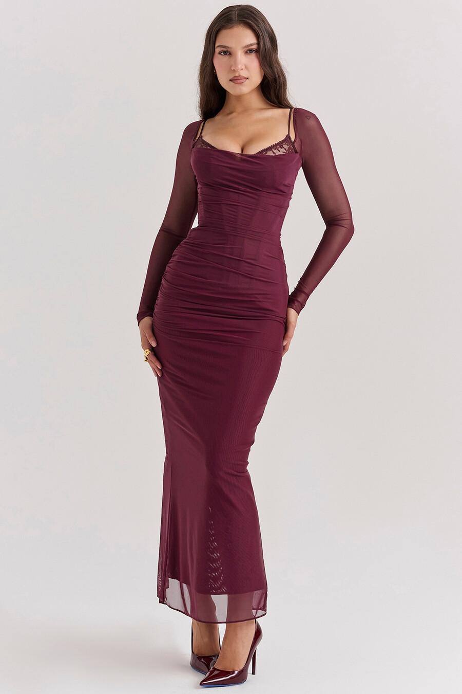 weinrotes maxikleid