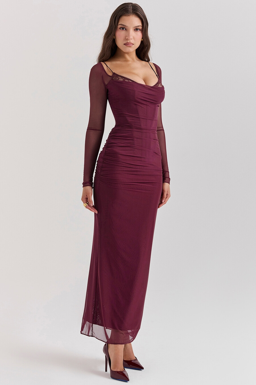 weinrotes maxikleid