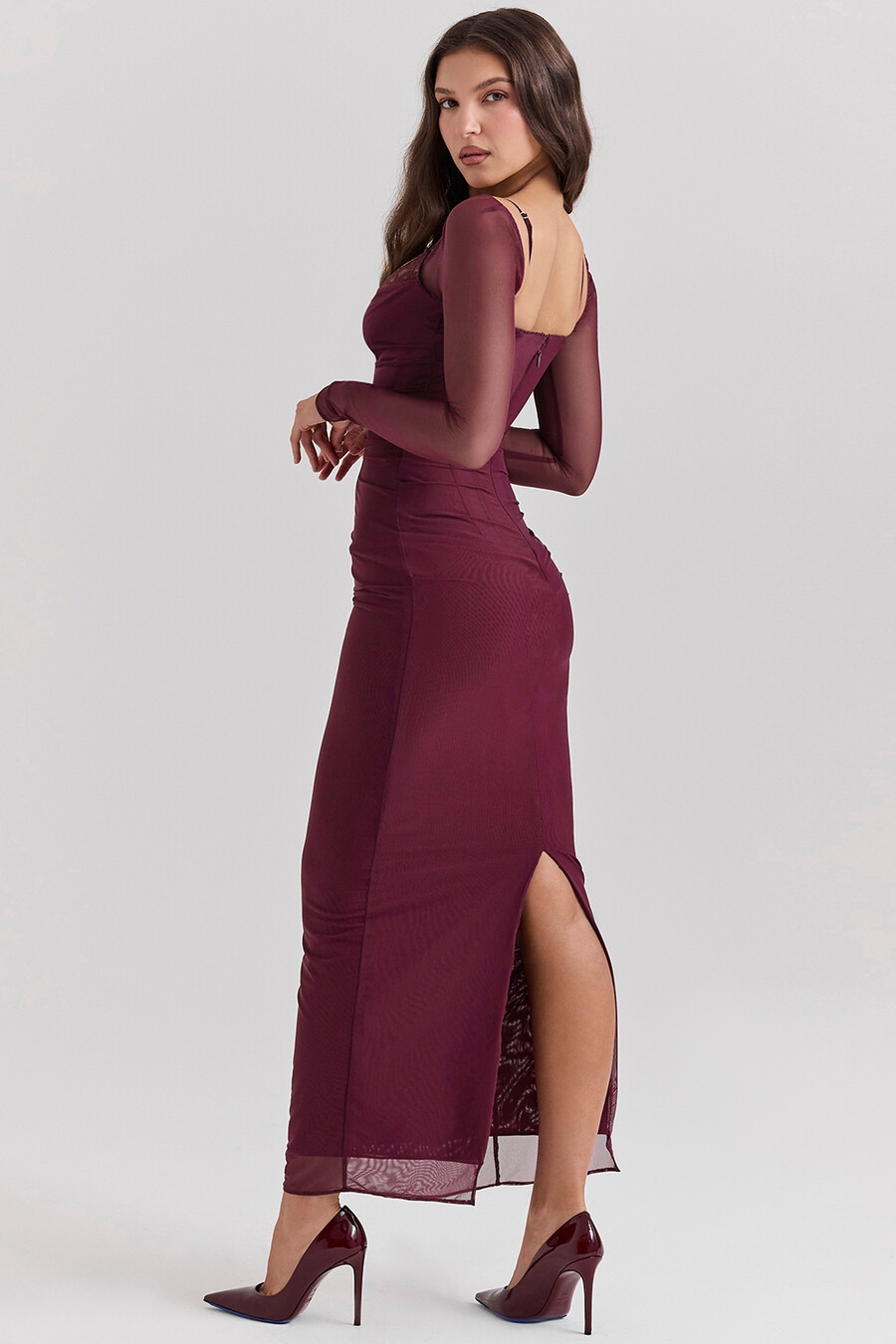 weinrotes maxikleid