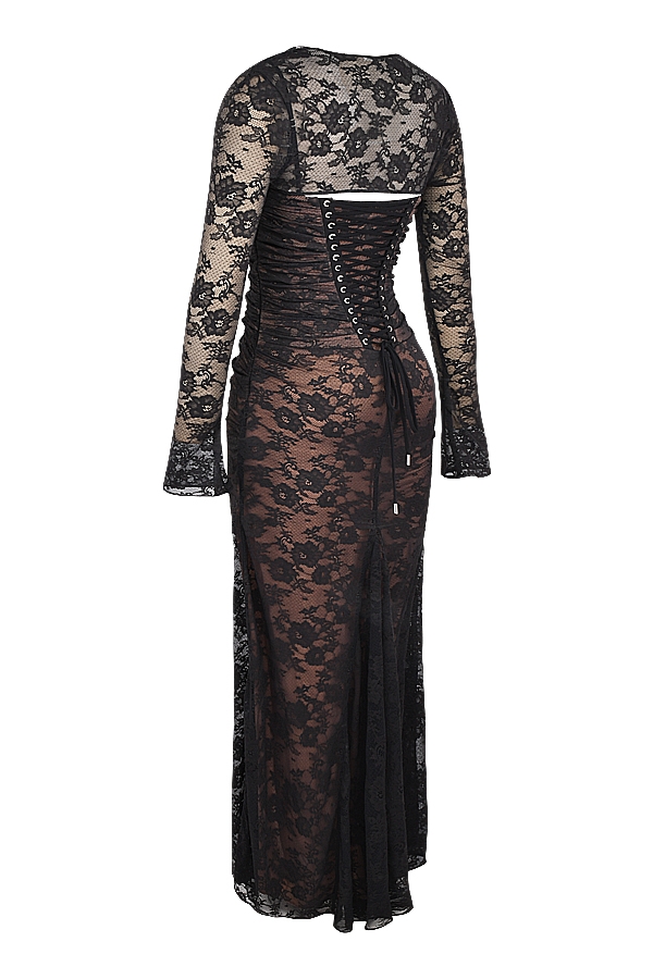 schwarzes maxikleid aus spitze