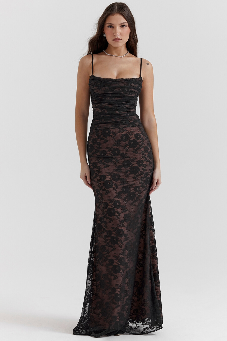 schwarzes maxikleid aus spitze