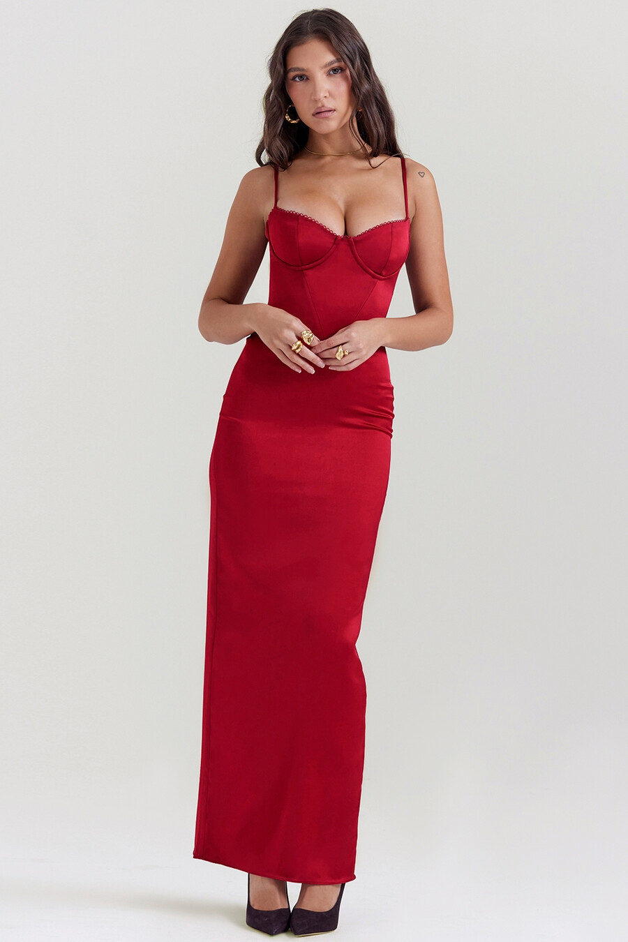 ruby korsett-maxikleid