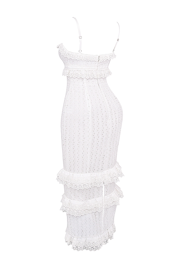 weißes maxikleid mit broderie