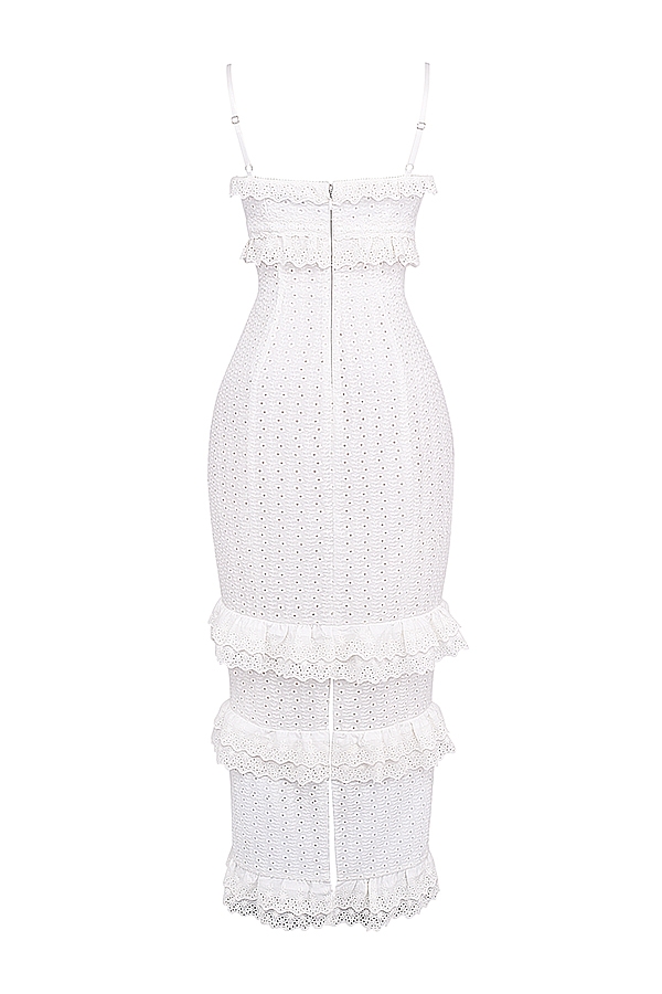 weißes maxikleid mit broderie