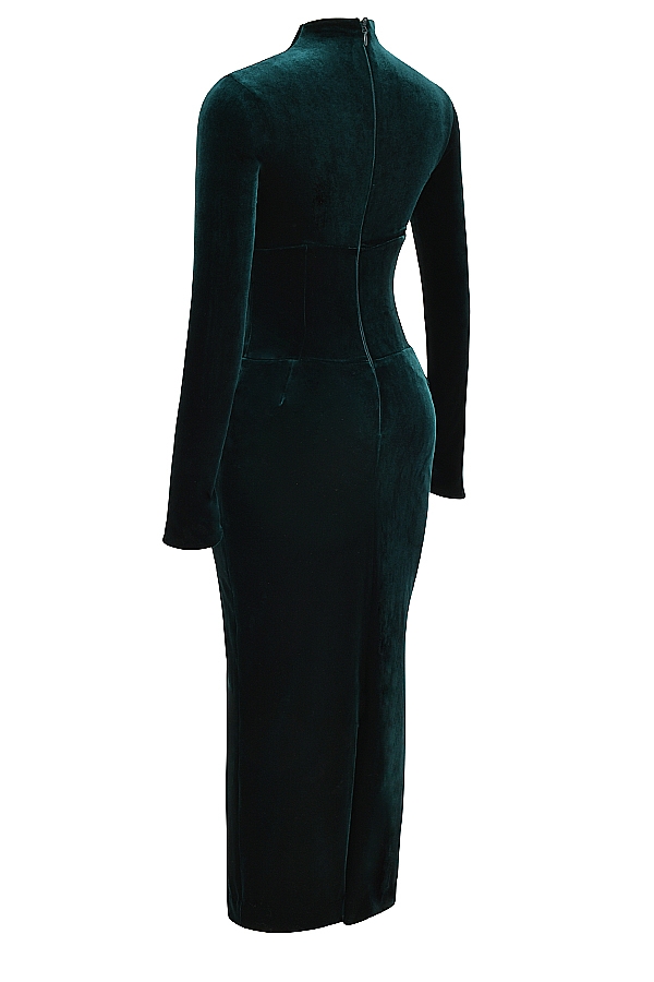 samtkorsettkleid aus waldgrün