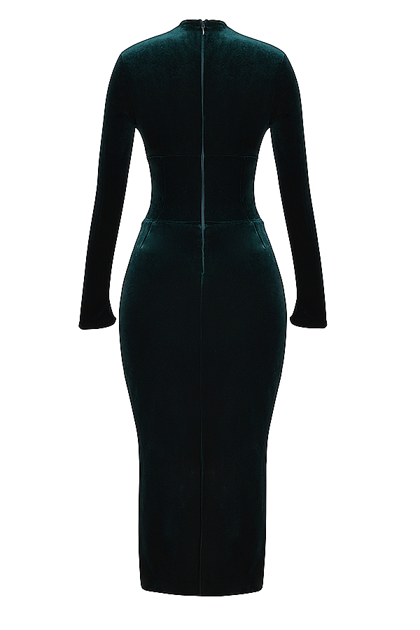 samtkorsettkleid aus waldgrün