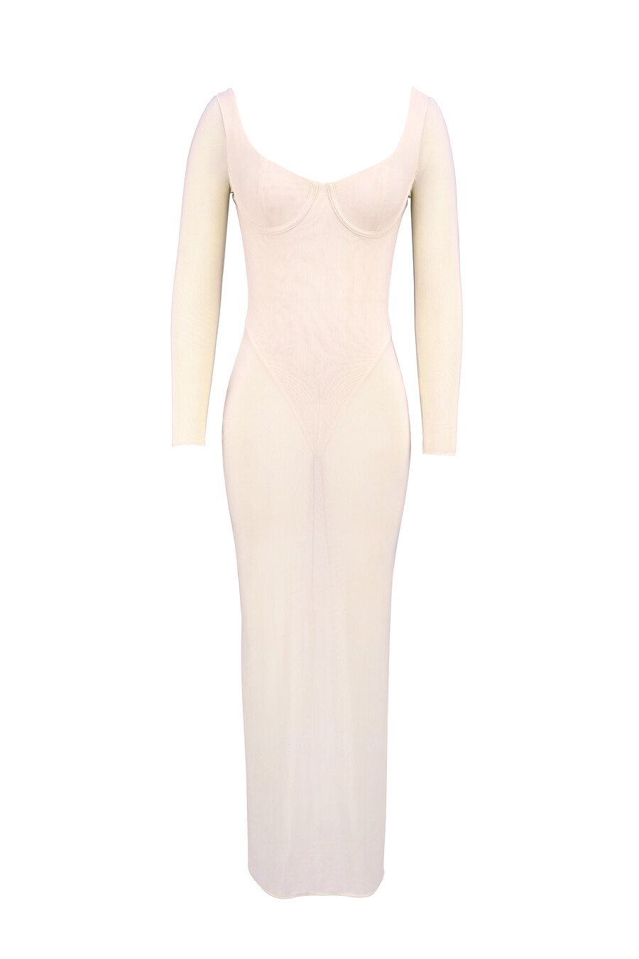 rosafarbenes maxikleid aus mesh mit passendem body