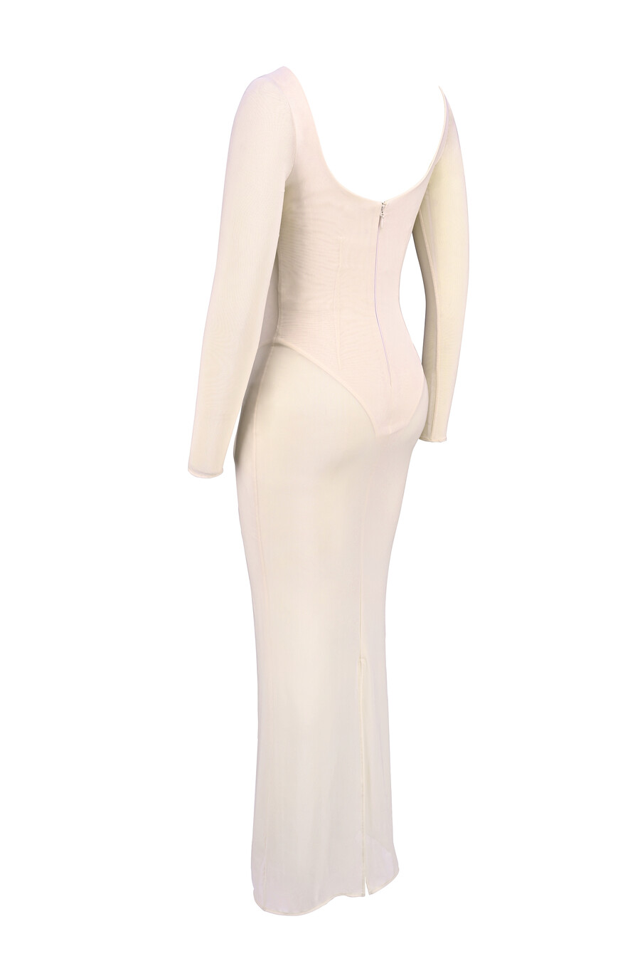 rosafarbenes maxikleid aus mesh mit passendem body