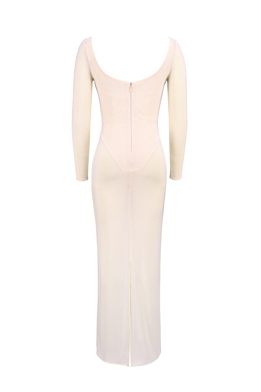 rosafarbenes maxikleid aus mesh mit passendem body