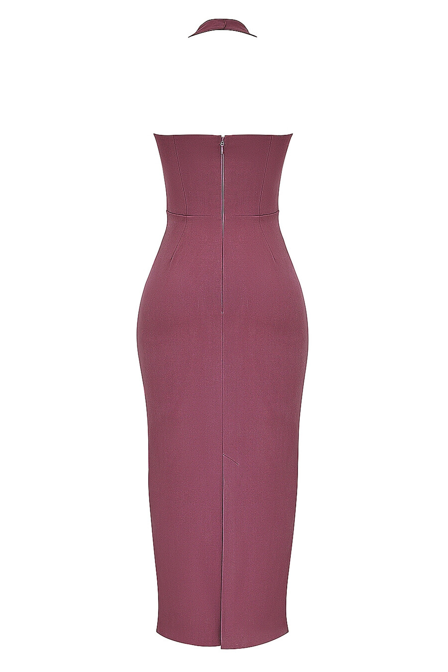 mulberry twill neckholder-maxikleid