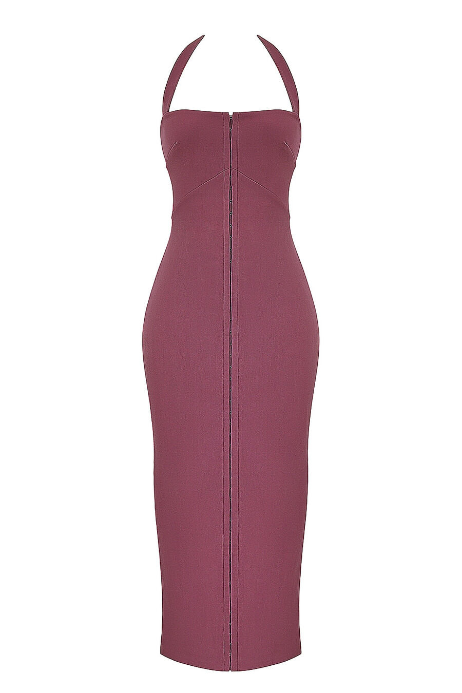 mulberry twill neckholder-maxikleid