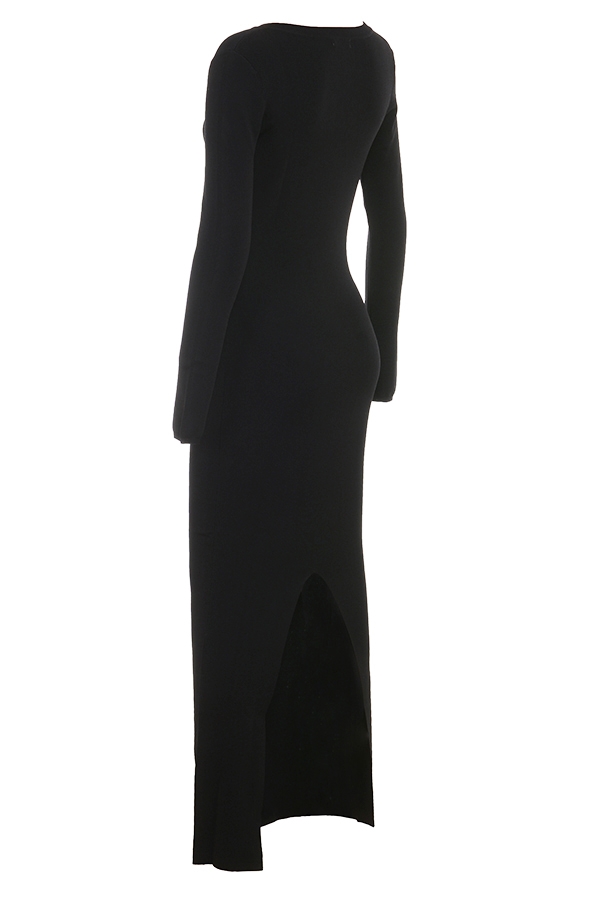 schwarzes strick-maxikleid