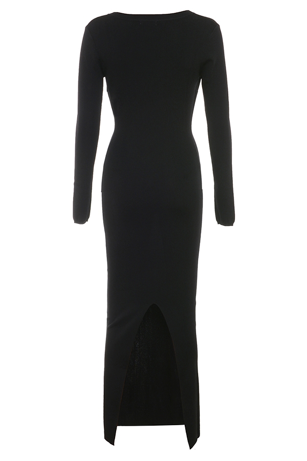 schwarzes strick-maxikleid