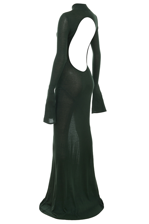 waldgrünes strick-maxikleid