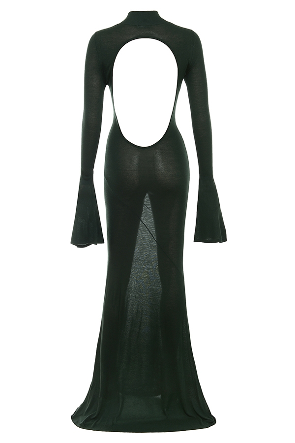 waldgrünes strick-maxikleid