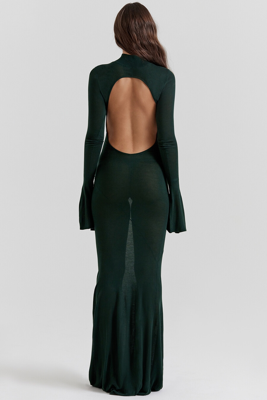 waldgrünes strick-maxikleid