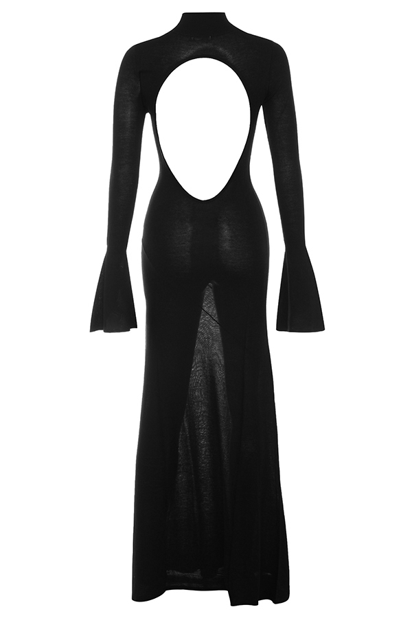 schwarzes strick-maxikleid