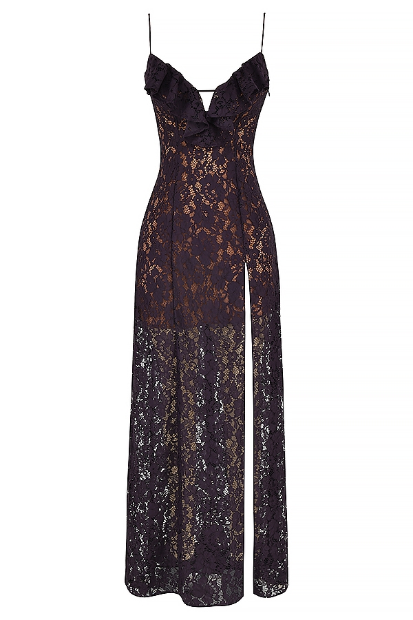 maxikleid aus spitze in nachtschatten