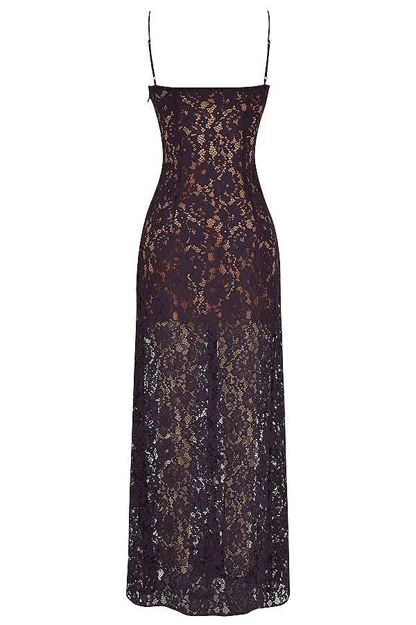 maxikleid aus spitze in nachtschatten