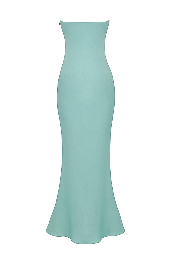jade satin trägerloses maxikleid