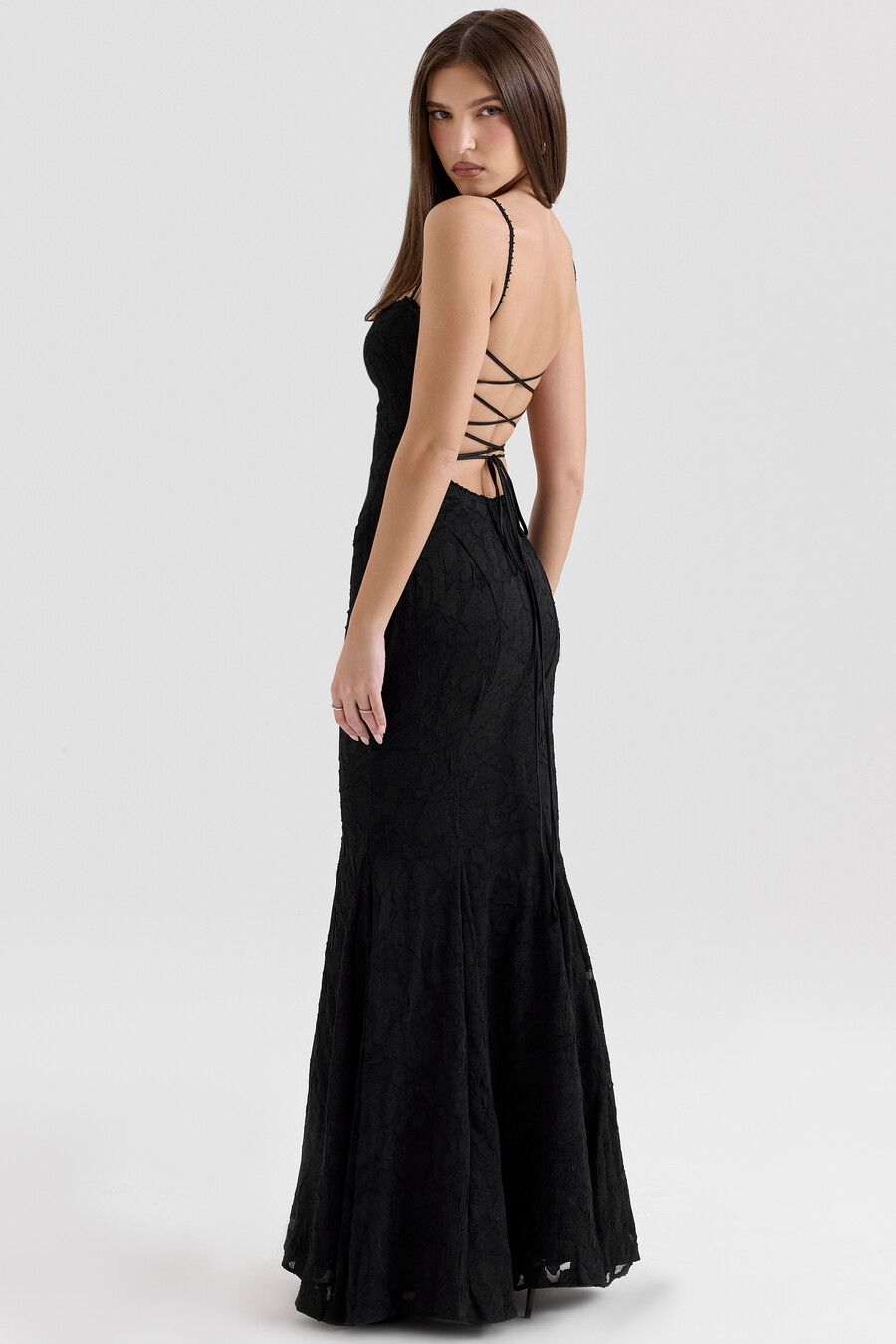 schwarzes maxikleid aus spitze