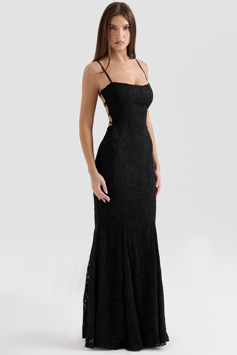 schwarzes maxikleid aus spitze