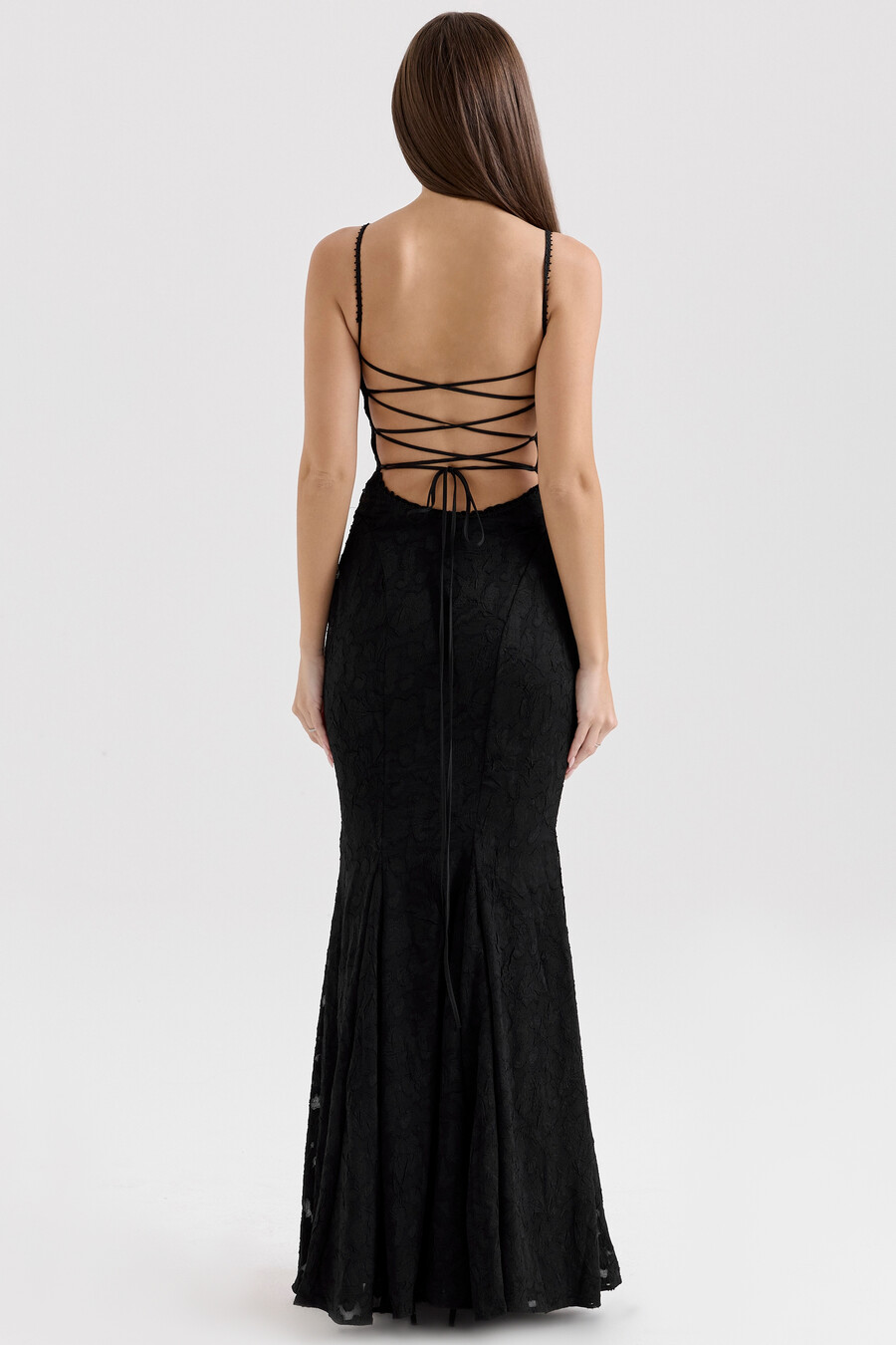 schwarzes maxikleid aus spitze