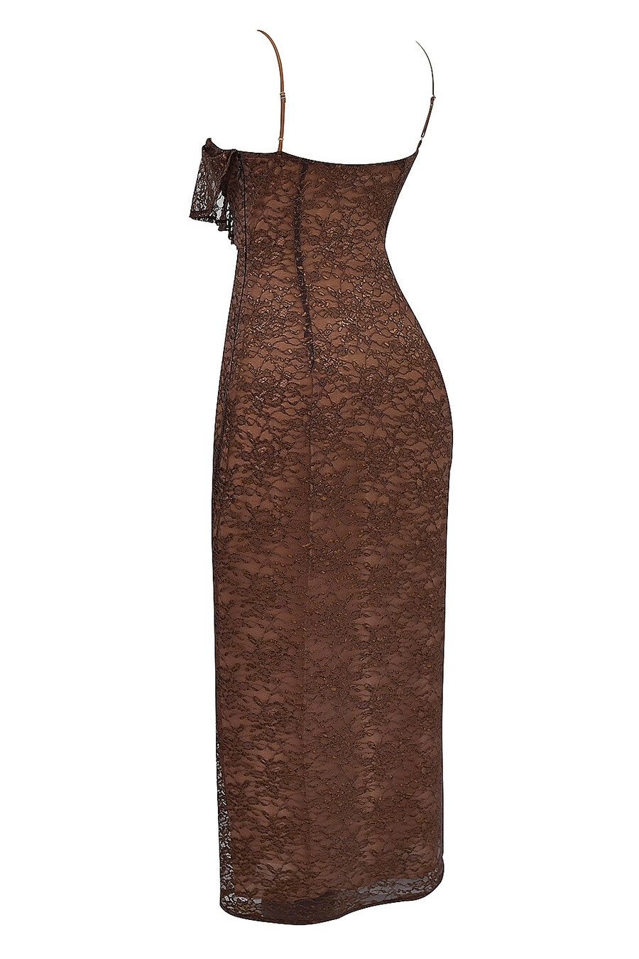 espressofarbenes maxikleid aus spitze