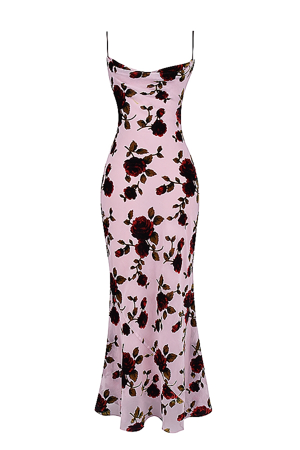 rosa devore maxikleid