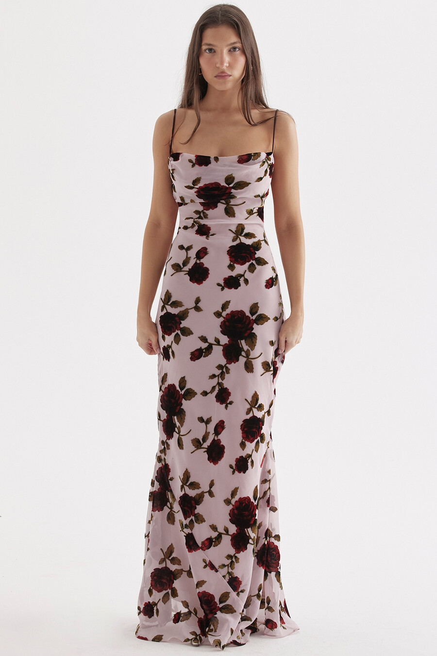 rosa devore maxikleid