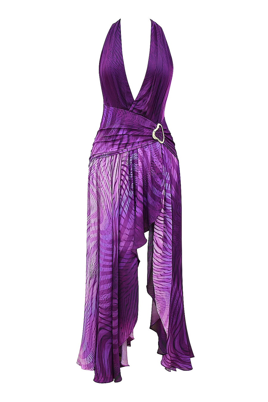 orchideenfarbenes rückenfreies neckholder-maxikleid