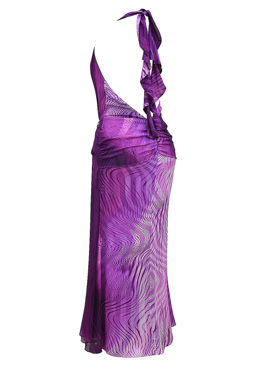 orchideenfarbenes rückenfreies neckholder-maxikleid
