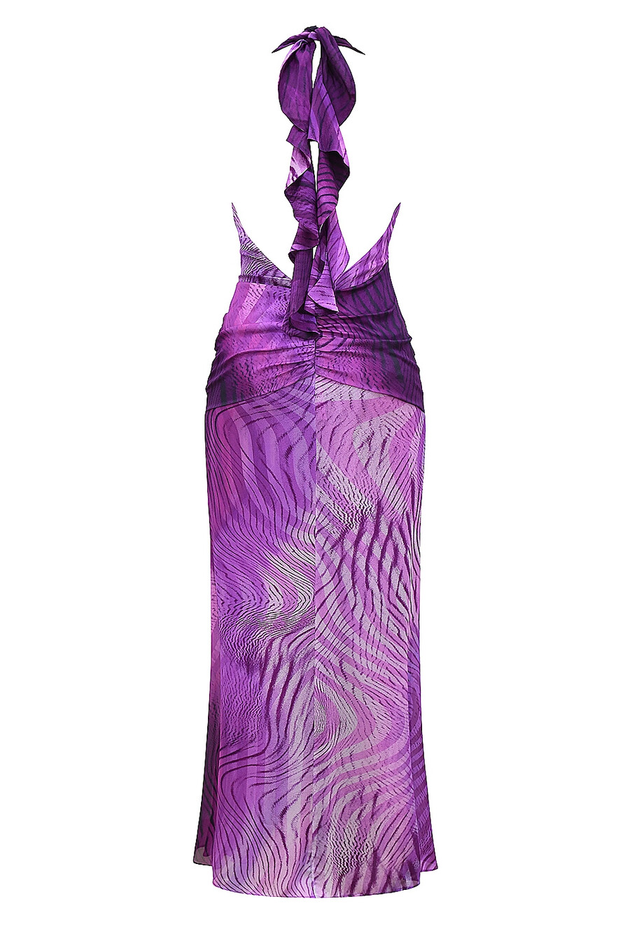orchideenfarbenes rückenfreies neckholder-maxikleid
