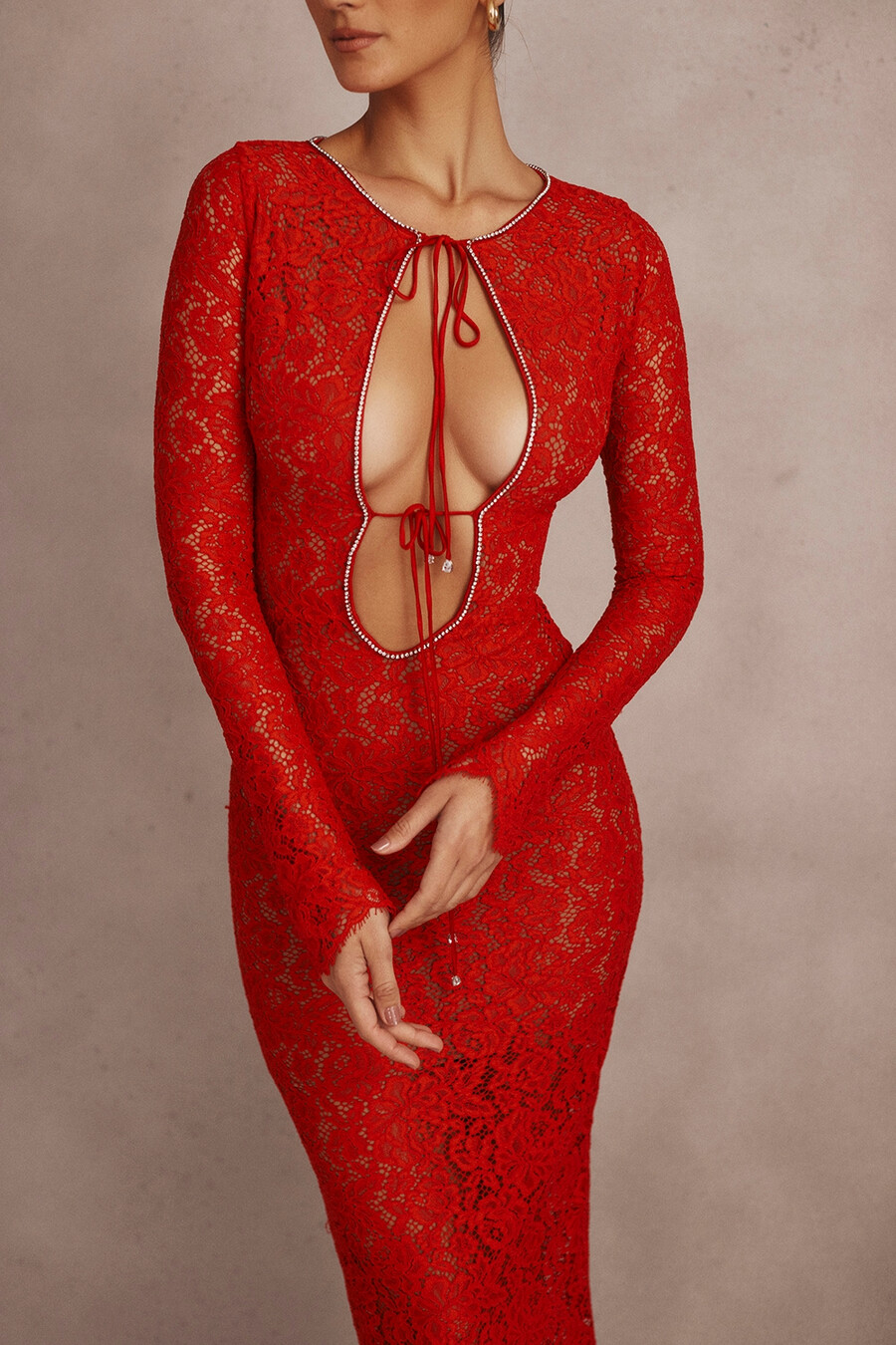 rotes maxikleid aus spitze