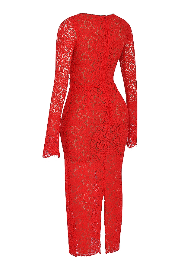 rotes maxikleid aus spitze