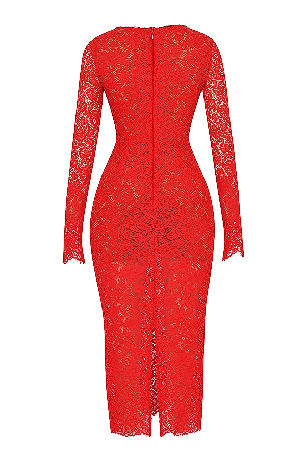 rotes maxikleid aus spitze