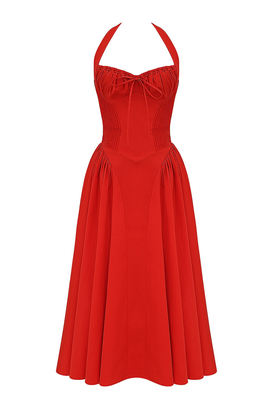 italienisches tomatenfarbenes baumwoll-halterkleid
