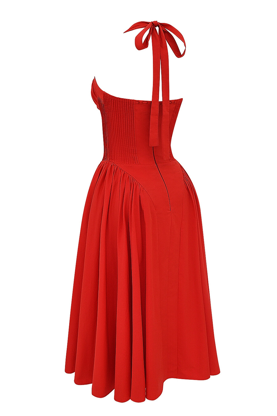 italienisches tomatenfarbenes baumwoll-halterkleid