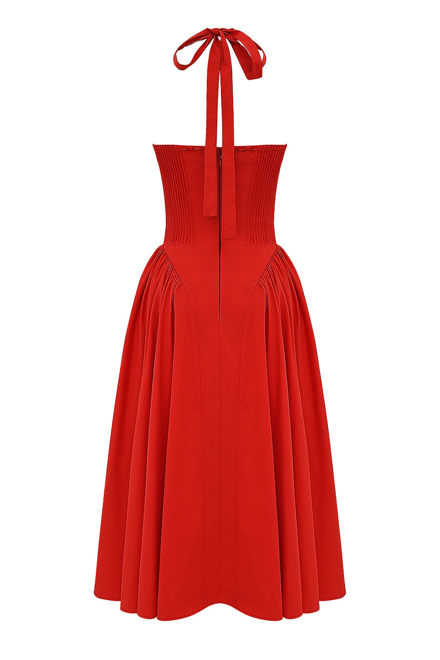 italienisches tomatenfarbenes baumwoll-halterkleid