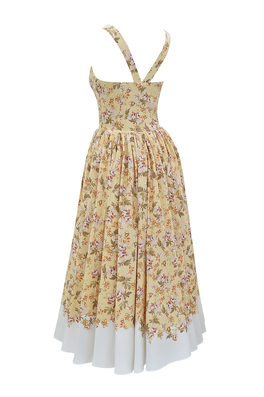 midikleid aus baumwolle mit honigblumenmuster und raffungen