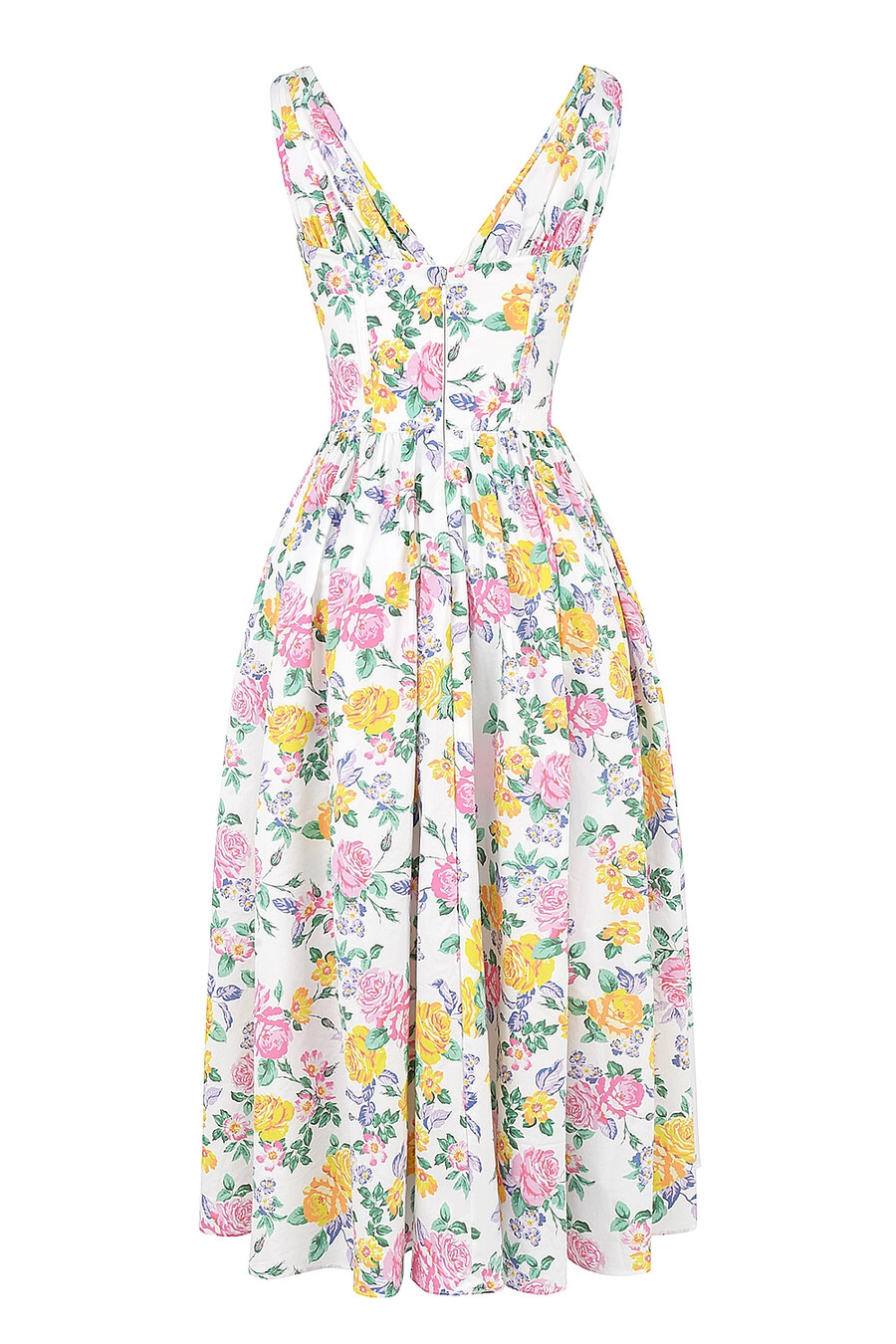 weißes baumwoll-korsettkleid mit vintage-rosenmuster