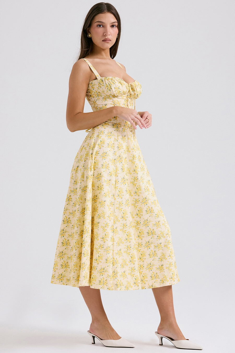 buttercup vintage-blumenmuster-baumwollbustier-sommerkleid