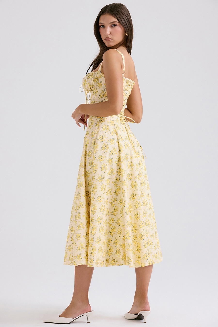 buttercup vintage-blumenmuster-baumwollbustier-sommerkleid