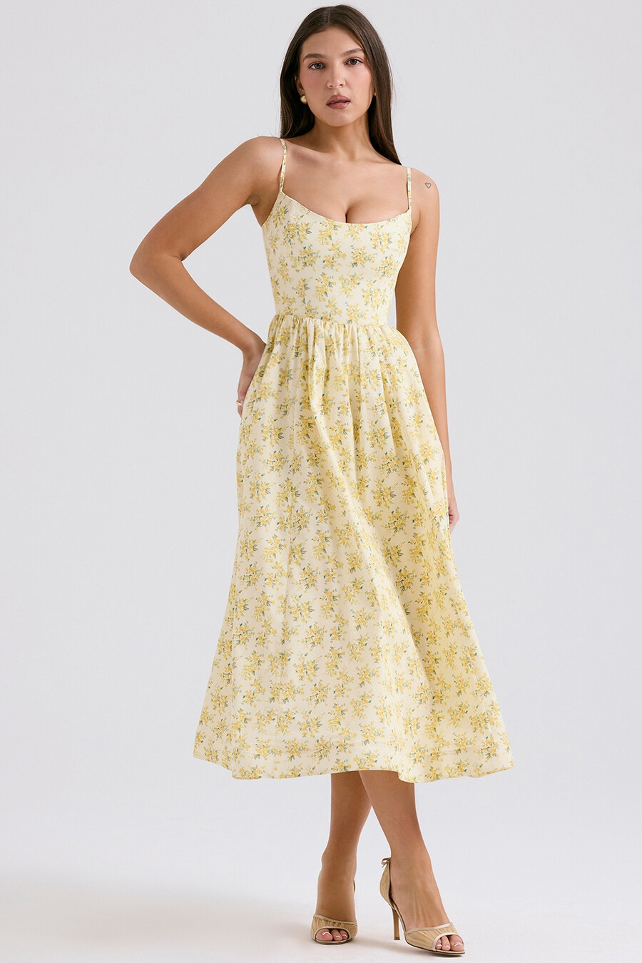 buttercup vintage-baumwoll-korsettkleid mit blumenmuster