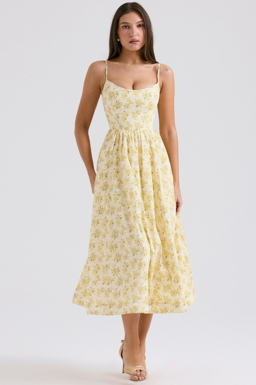 buttercup vintage-baumwoll-korsettkleid mit blumenmuster