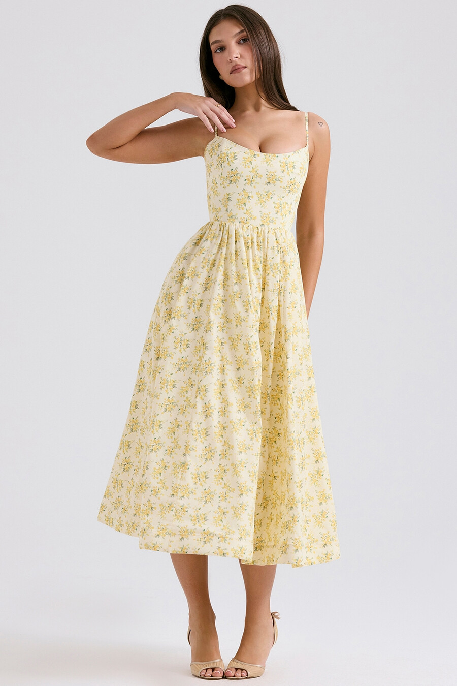 buttercup vintage-baumwoll-korsettkleid mit blumenmuster