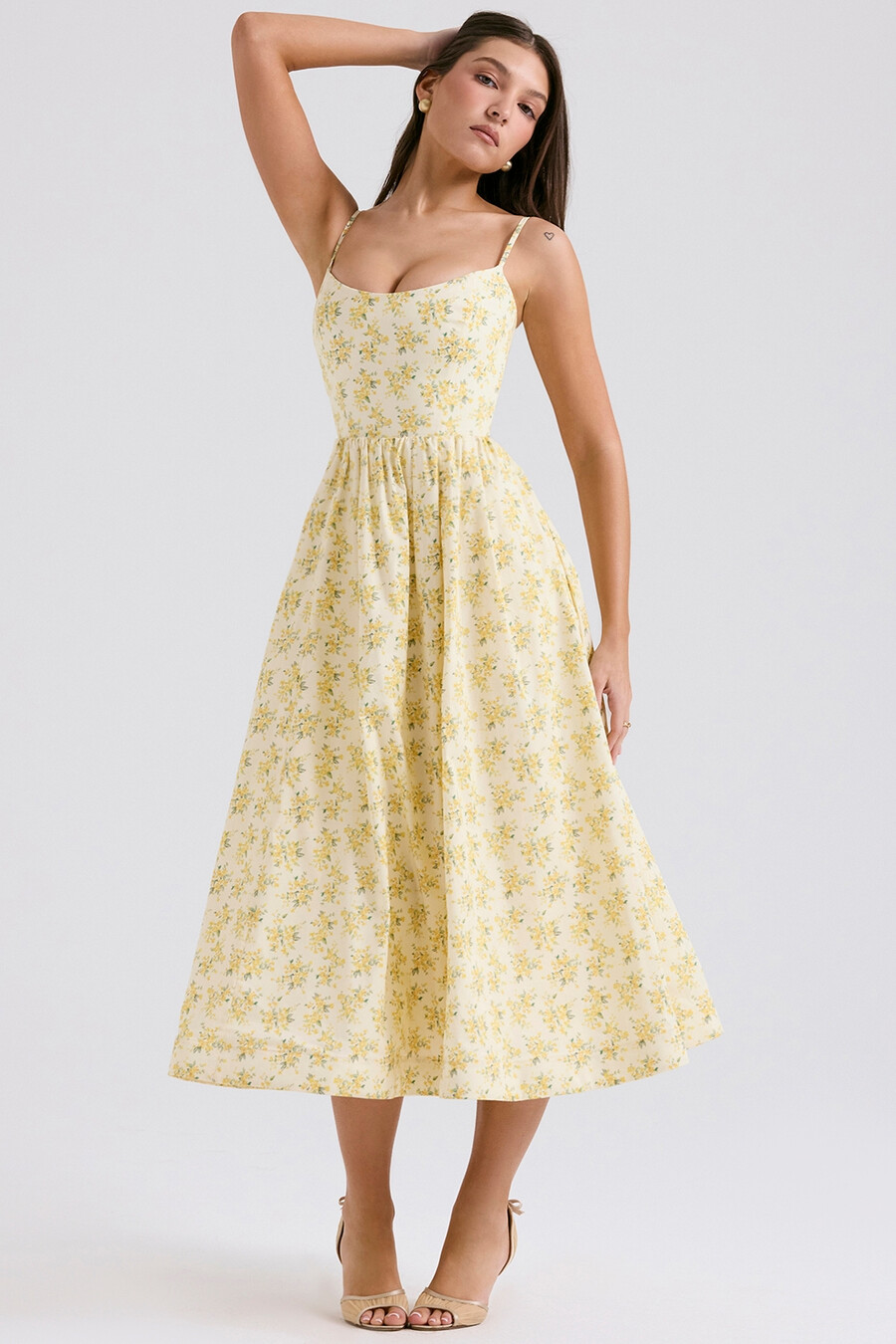 buttercup vintage-baumwoll-korsettkleid mit blumenmuster